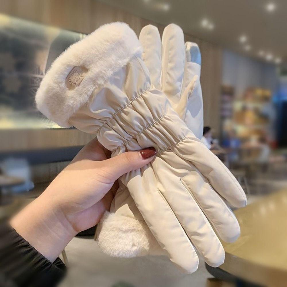 Breathable Little Bear Padded Gloves Warm Bicycle Gloves Women