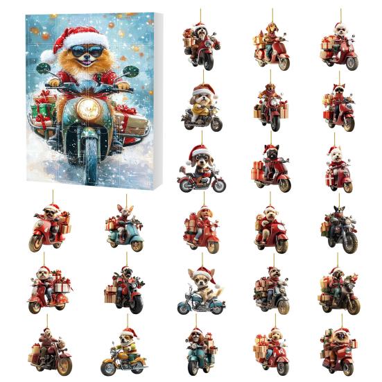 Christmas Funny Motorcycle Dog Advent Calendar 2025 24-Day Countdown with 2D