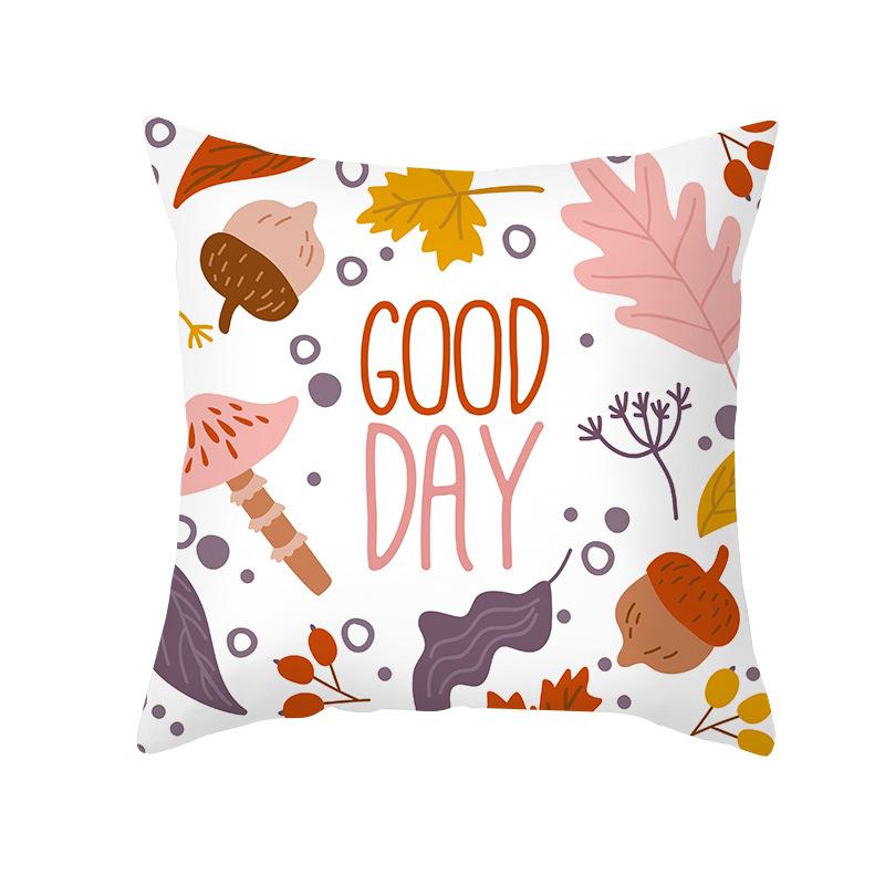 Autumn Harvest Thanksgiving Cushion Cover New Arrival Turkey Pumpkin Peach Skin Printed Cushion