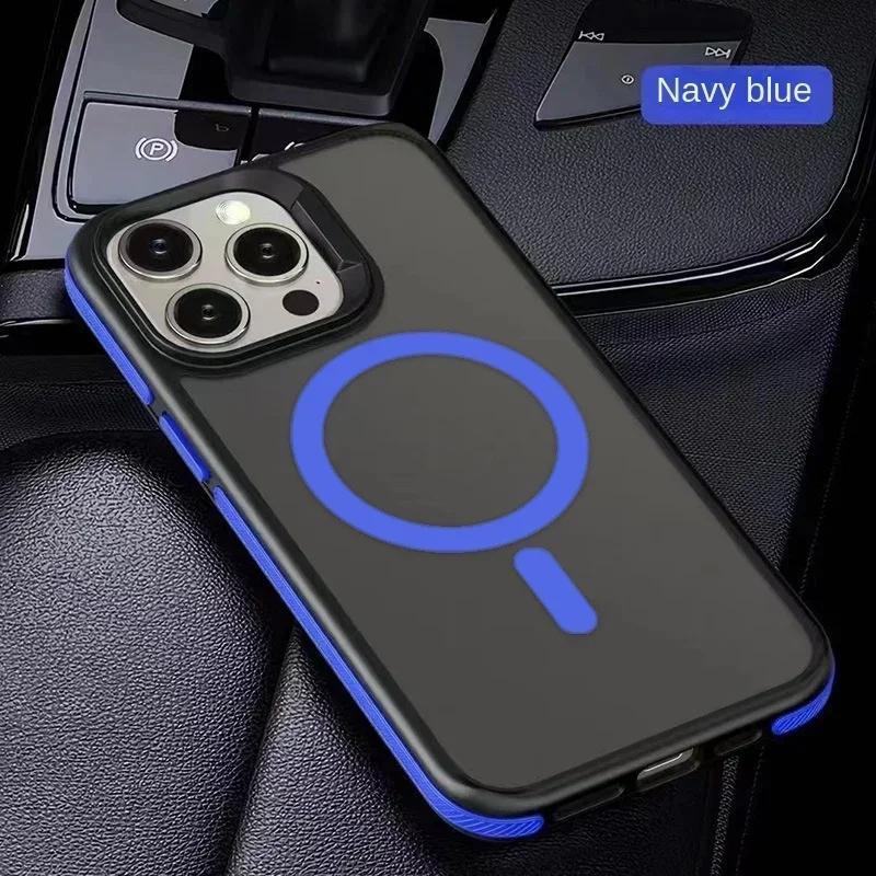 Luxury Matte Translucent Armor Case For iPhone 16 15 14 13 12 11 Pro Max Plus Magsafe Magnetic Wireless Charging Shockproof Cover