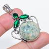 Natural Mariposite, Diopside 925 Sterling Silver Jewelry Pendant 2.17" t9J54