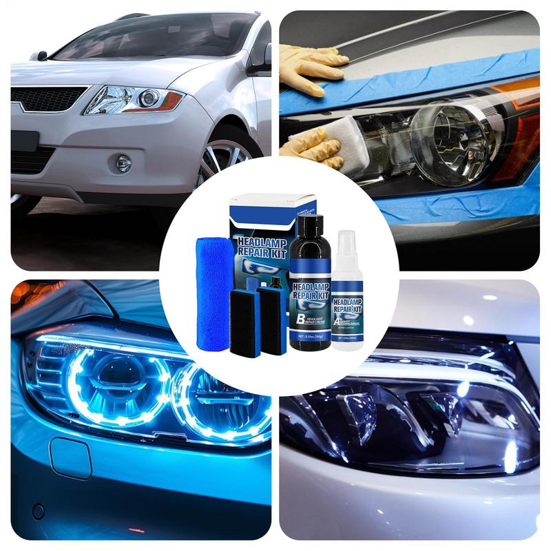 Headlight Restoration Kit Headlight Repair Agent With Sponge Car Headlight Cleaner Lens Polisher Yellowing Remover Refurbishment