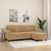 VidaXL 3-seater Sofa with Footrest Brown 180 Cm Velvet, Sofa, Sofa with Footrest, Three-seater Sofa, 3201181