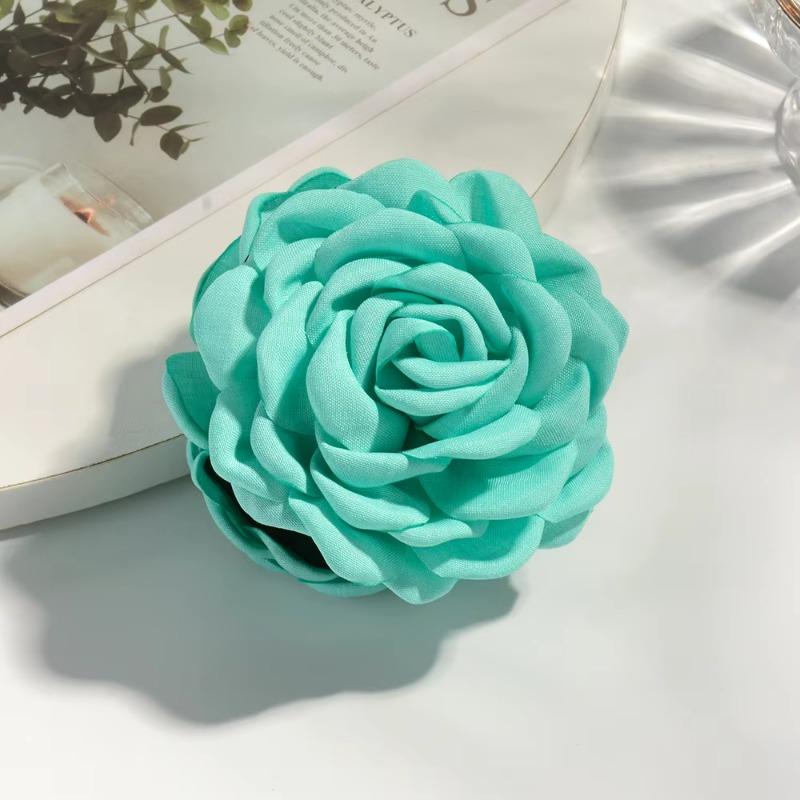 16 Colors Sweat Medium Size Cotton Fabric Rose Flower Hair Claw Clips for Women Korean Ctach Shark Clamp Hair Accessories