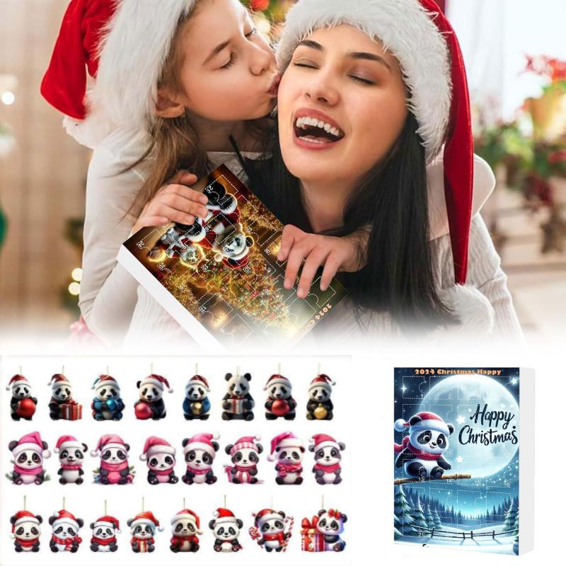 Panda Christmas 24pcs Blind Box Advent Calendar Acrylic Pendant Keychain Gift