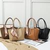 Simple Commuter Handbag Autumn and Winter New Women's Bag Versatile Solid Color Soft Surface Tote Bag Silk Scarf Shoulder Bag