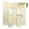 30pcs Gold Dinnerware Set Stainless Steel Cutlery Set Steak Knife Fork Coffee Spoon Flatware Cake Fork Teaspoon Silverware Western Kitchen Tableware