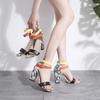 Summer High Heel Sandals Women's Double Belt Buckle Snake Sandals