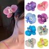 Phalaenopsis Flower Hair Clip Faux Silk Flower Design Hairpin Back Head Hair Claw Lightweight Stylish Accessory