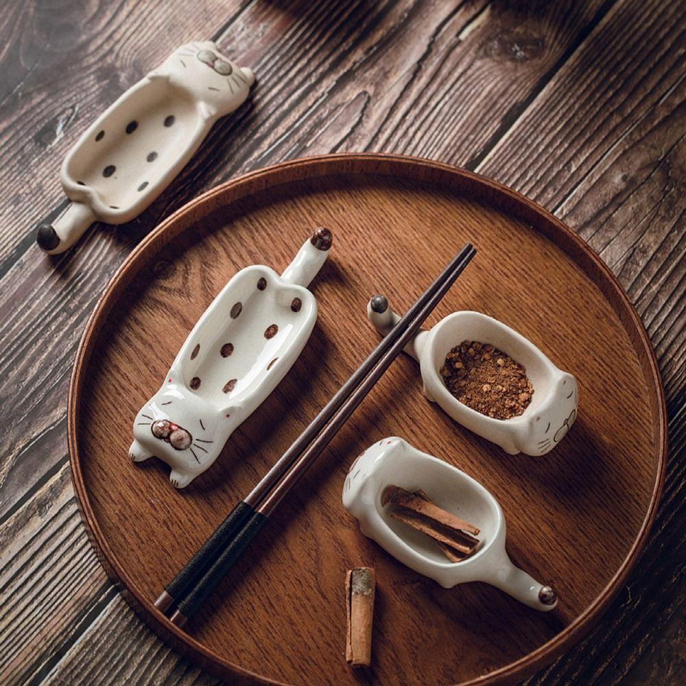 Cute Cat Ceramic Small Dish Mini Mustard Pesto Tomato Ketchup Soy Sauce Dish Seasoning Plates With Handle For Home Restaurant
