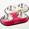 Stainless Steel Pet Bowl Non-Slip Pet Dog Double Bowl Paint Large Cat Dual-Use Food Bowl
