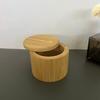 Bamboo Seasoning Storage Box with Magnetic Swivel Lid Wooden Salt Cellar Pepper Sugar Spice Holder Round Container Bowl Kitchen Gadgets