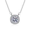 Sterling S925 Silver Jewelry Women's 1 Carat Round Moissanite Necklace Four Claw Square Pendant With O-chain Simple