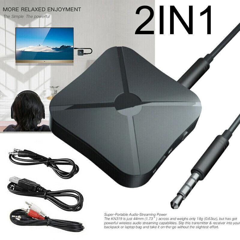Bluetooth 4.2 Wireless Audio Aux Transmitter & Receiver 2 IN 1 Adapter 3.5mm