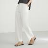 White High-Waist Straight-Leg Casual Pants