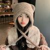 Little Bear Ear Hat Versatile In Autumn Winter Cute Plush Ear Protection Warm Hat for Women