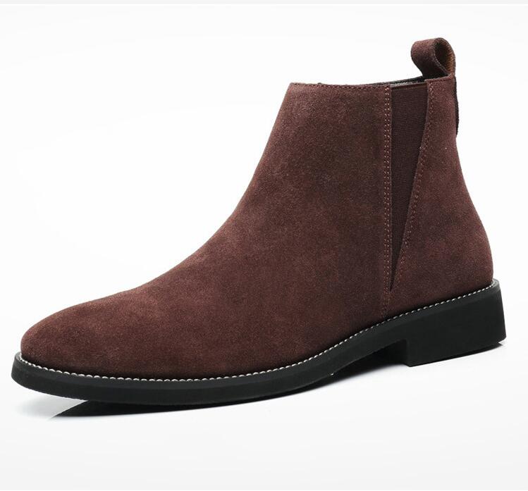 Men's Classic Retro Chelsea Boots Cow Suede Genuine Leather Men Trendy Ankle Boot Mens Casual Short Boots High-Top Shoes
