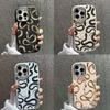 N72 Black Gold Snake Art Soft Back Cover for Samsung S24 Ultra A14 iPhone 16 Pro Max Xiaomi Redmi Note13 Plating Frame Camera Protector Case