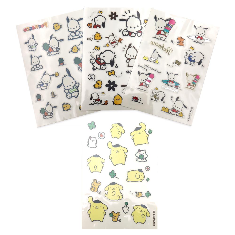 Sanrio Pom Pom Purin Pochaco Tattoo Stickers 4-piece Set, 1 Set, Mixed Colors