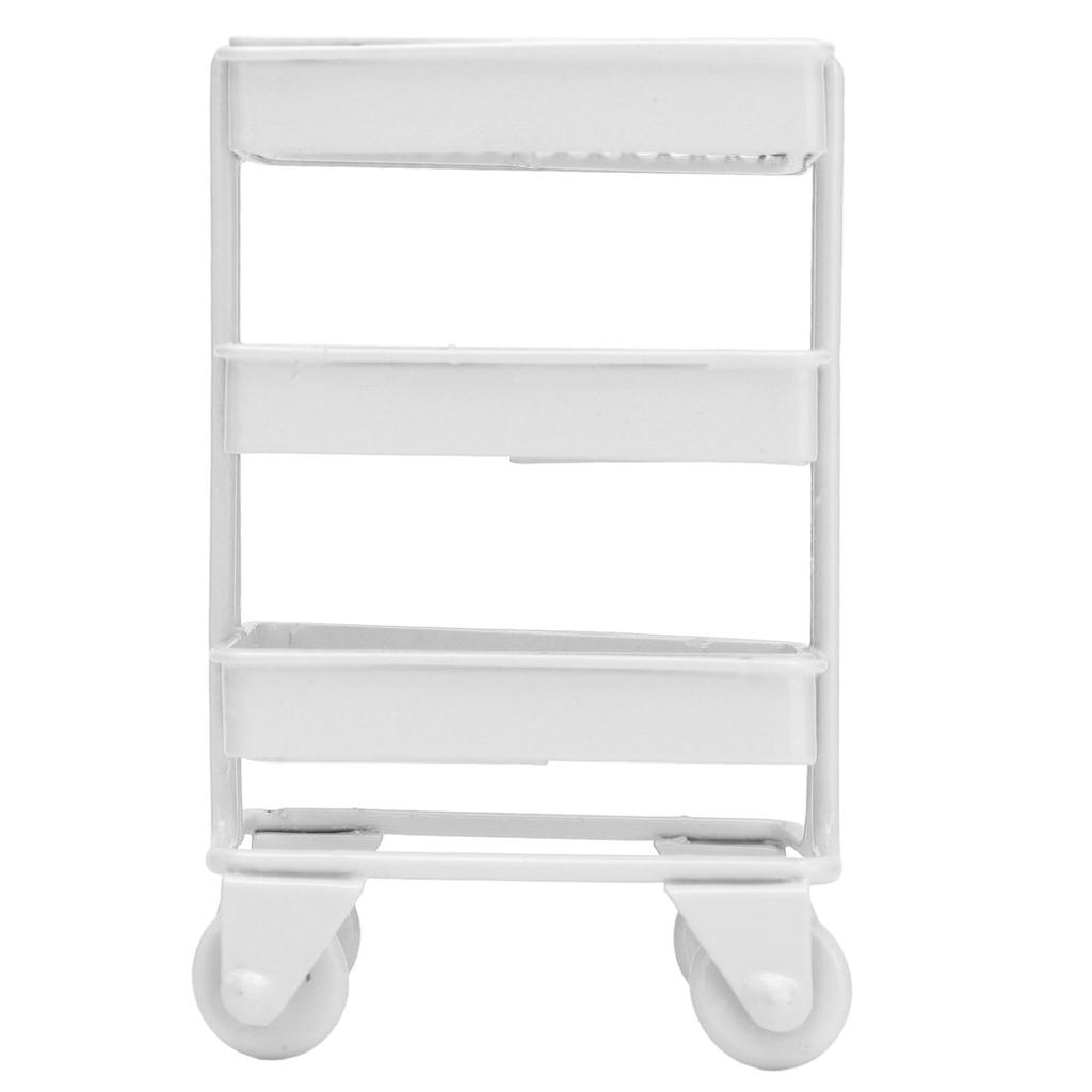 1:12 Mini Dollhouse Toy 3 Level Storage Rack with Wheels for Dollhouse Kitchen Furniture
