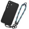 Black Silicone Case for Samsung Galaxy A25 5G, Shockproof Anti-scratch Protection with Removable Blue Lanyard