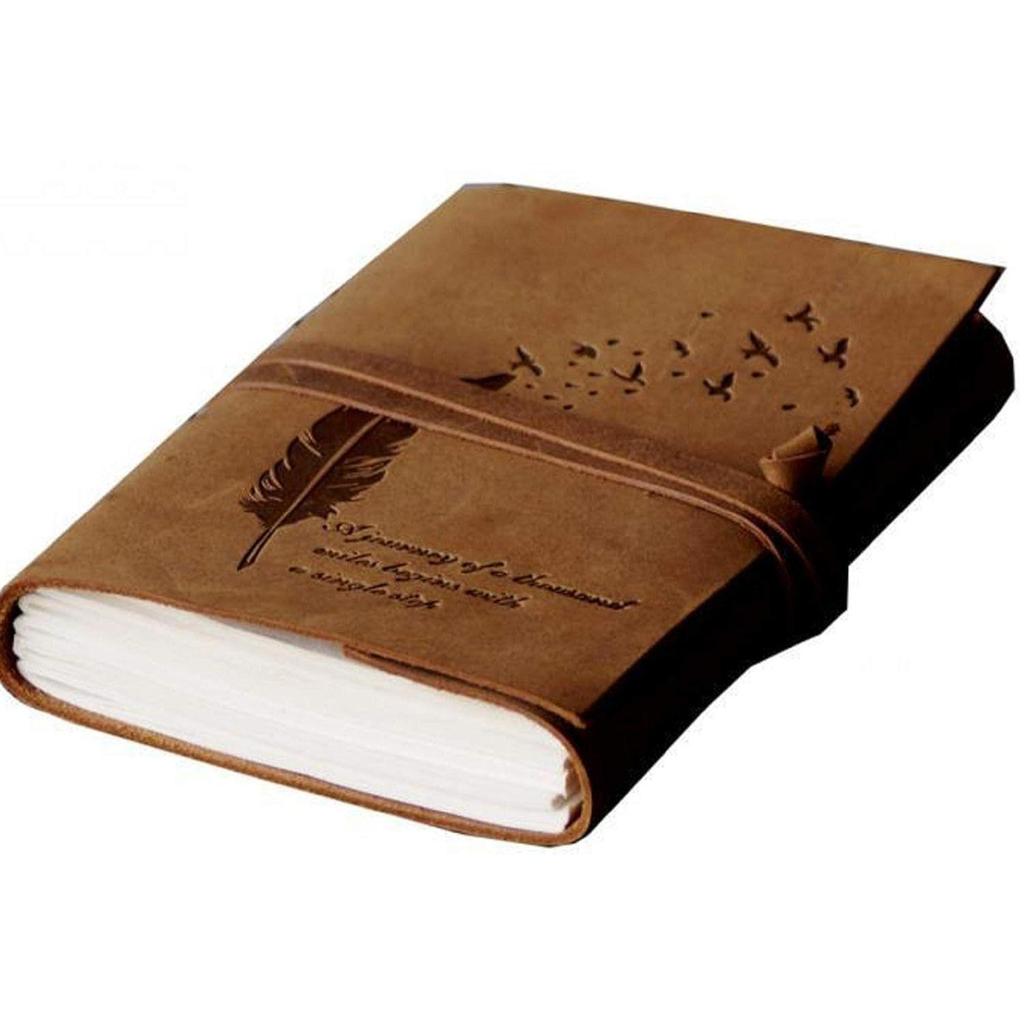 Diary Embossed With Leaf of Tree & a Quote Antique Handmade Leather Bound Diary Cum Notepad for Men and Women Plain Paper of 5×7 Inch Size 240 Pages