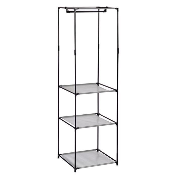 Armoire Penderie De Rangement Dressing Colorado Avec 3 Étagères 50x43,5x160cm - Blanc - Métal