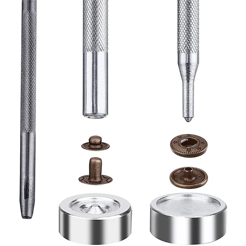 100 Sets12.5mm /0.49 Inches Metal Snaps Button Canvas Snaps Kit with Punch Pliers and 4 Pieces Fixing Tools