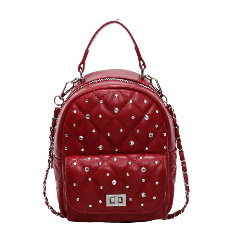 Handheld Small Bag Women's New Niche Retro Simple Diamond Chain Bag Casual Backpack