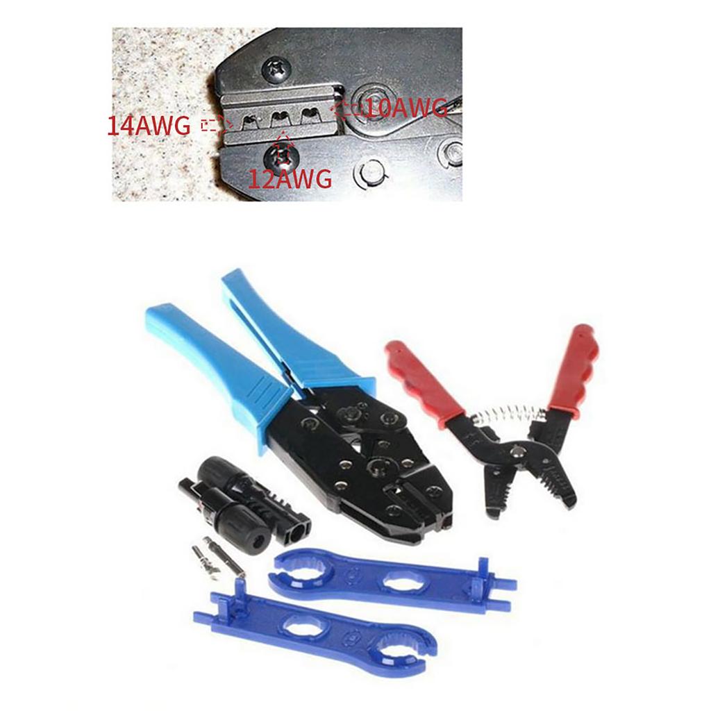 Solar Crimping Tools for Solar Panel PV Cable Include 1 Pair Solar Connector, Stripper, Spanner,