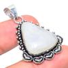 Natural Rainbow Moonstone Gemstone 925 Sterling Silver Pendant 1.69" I8J04