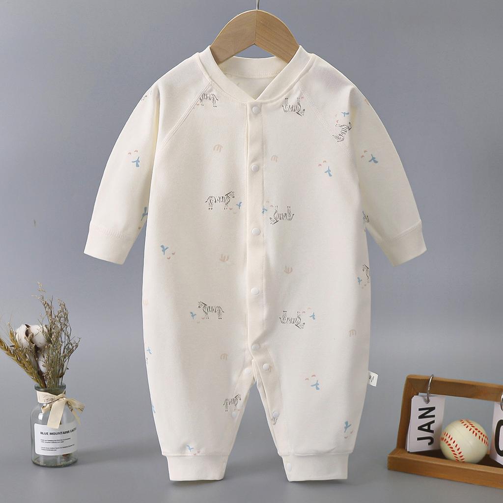 KIDDIEZOOM Baby Boy Girl Long Sleeved Spring and Autumn Baby Onesies 100%cotton Baby Crawling Clothes, Boneless Single Breasted Clothes