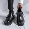 Fashion Luxury Brand British Style Lace Up Oxford Shoes Men Thick Soled Round Toe Leather Casual Leather Shoes Outdoor Sports Work Shoes