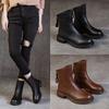 British Style Cowhide Spring and Autumn 2025 Retro Short Boots with Back Zipper Women's Boots Thick Sole and Thick Heel Boots