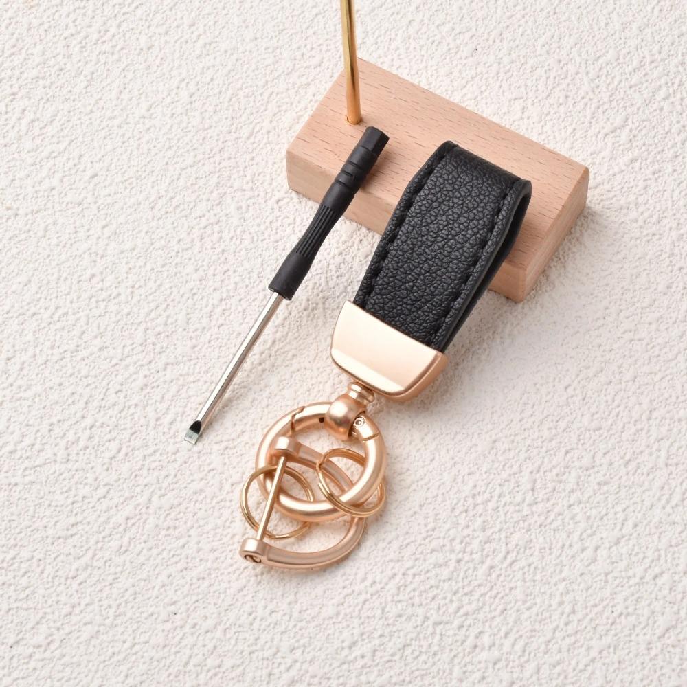 Cute Small Keychains for Women Rose Golden Metal Ring Clasp Keychain with Mini Screwdriver Bag Decoration Pendant