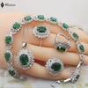 Versatile Temperament Green Cubic Zirconia Necklace Bracelet Earrings Ring Jewelry Set