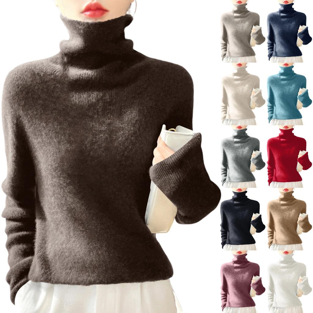 Women's High-Neck Slim-Fit Knit Top Soft And Cozy Sweater
