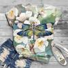 Women Summer T Shirt Trend Dragonfly Print Retro Fashion Short Sleeve Tees Casual Printed Tops