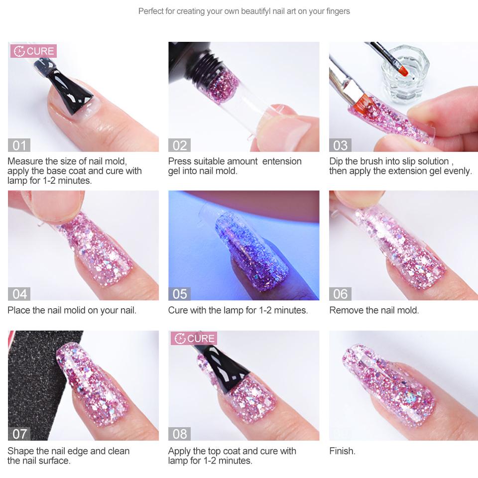 Limegirl Poly Extension Nail Gel Kit All For Manicure Set Fast Building Gel Cuticle Pusher Finger Extend Mold Gel Polish Set