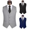 Men Pure Color Bicycle Leisure Wear Sleeveless Back Straps Business Waistcoat Single-breasted Slim