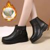 Fashion Winter Women Leather Ankle Boots Woman Thick Plush Warm Snow Boots Mother Waterproof Non-slip Booties Botas De Mujer