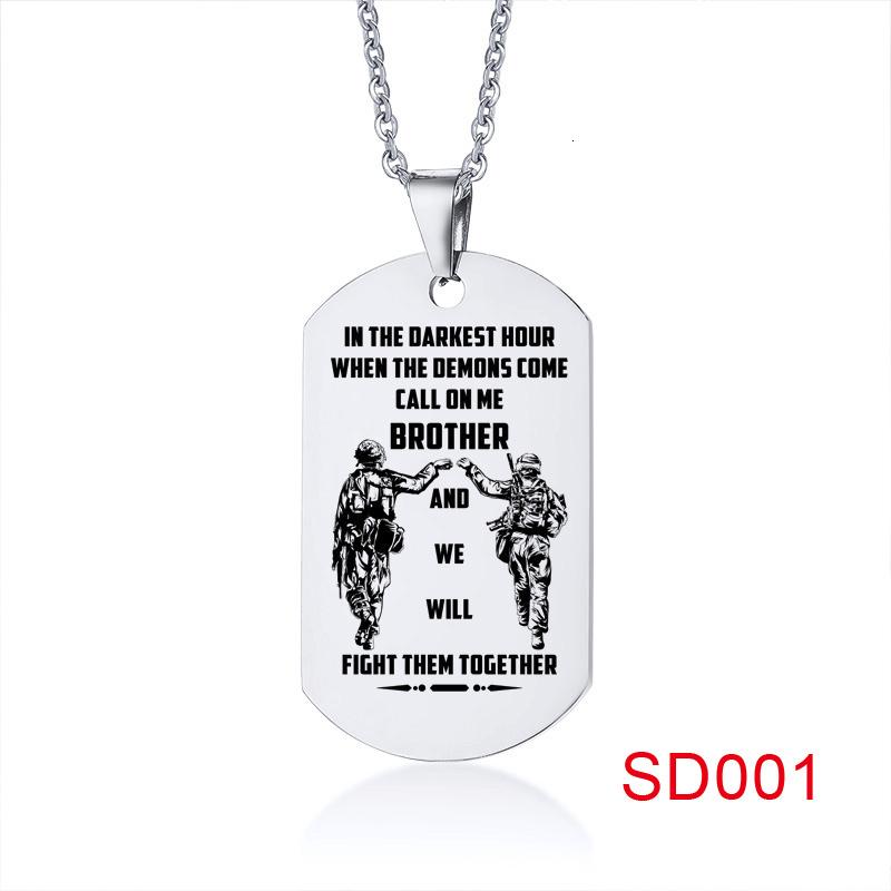 In the Darkest Hour When Demons Come Brothers Dog Tags for Men Stainless Steel Pendant BFF Necklaces Fraternal Gift