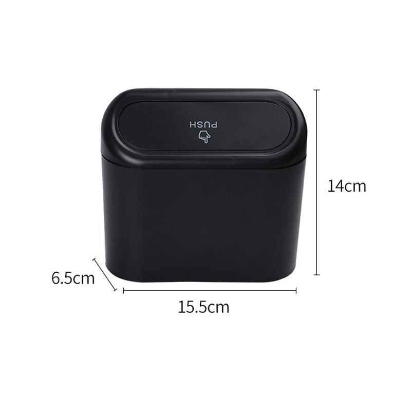 Car Trash Bin Hanging Vehicle Garbage Dust Case Storage Box Black ABS Square Pressing Type Trash Can Auto Interior