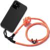 Cord Case for Xiaomi Redmi 10C Silicone Black Shockproof with Sturdy Orange Cord