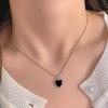 Simple Black Love Heart Pendant Necklace for Women