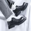 Derby Shoes Men's Black Upturned Head Casual Leather Shoes Platform Big Head Shoes British Style Tooling Boots 66689-X