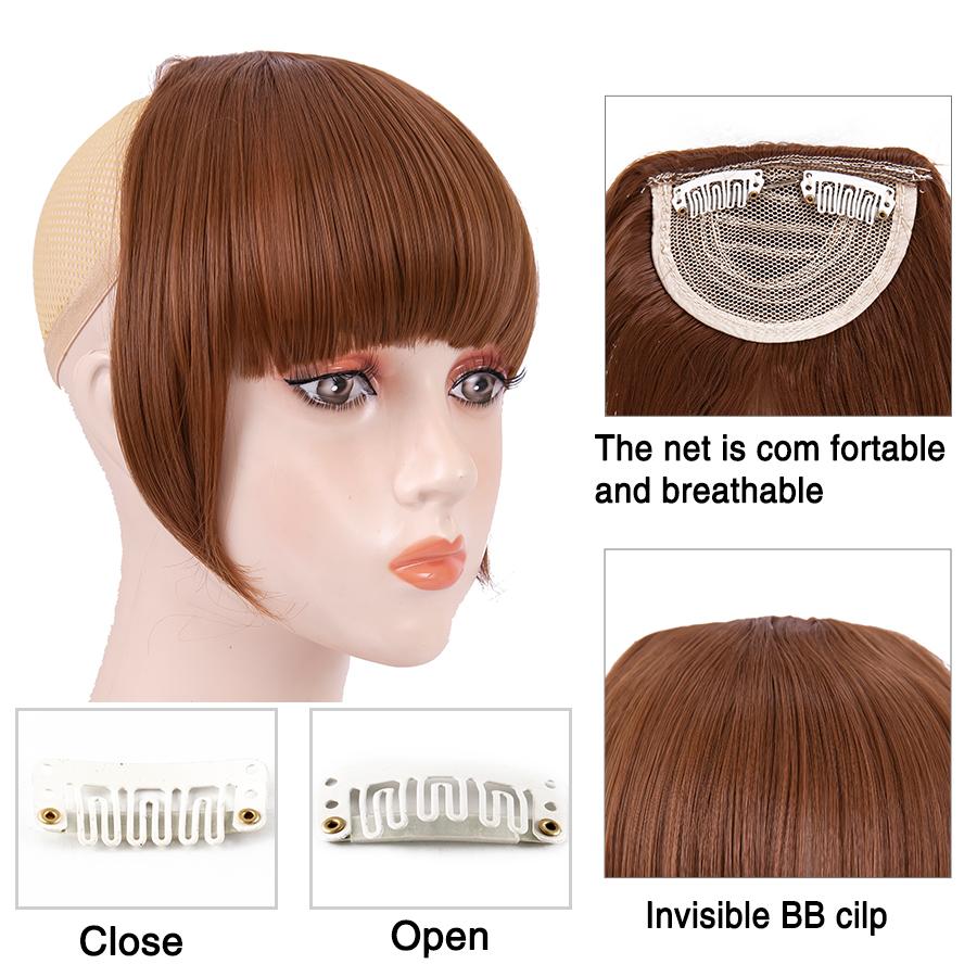 Fringe Bangs Synthetic Hair Extensions Clip In Bangs 6 Inch Short Straight Hairpiece Front Neat Bang Two Side Blonde