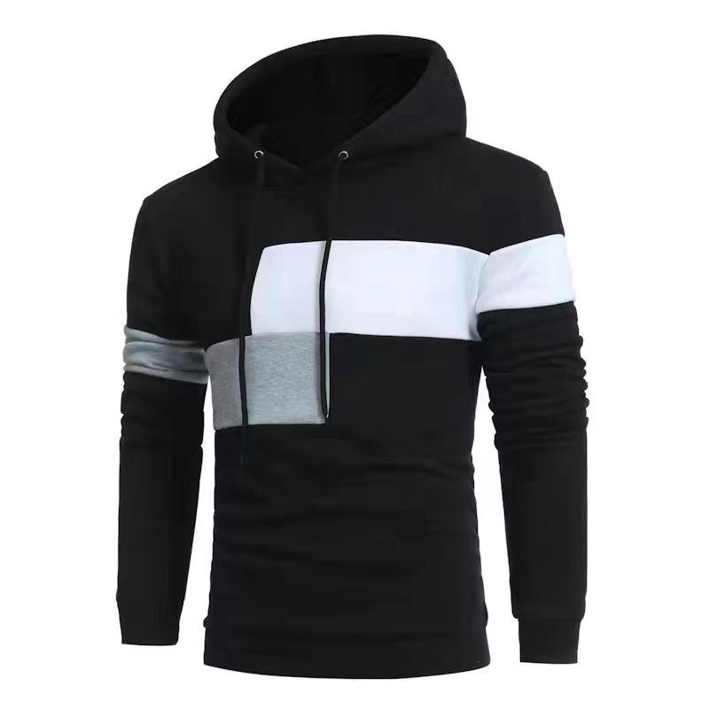 2023 New Autumn/Winter Men's Fashion Color Block Sweater European and American Color Block Hoodie