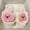 Women Slippers Cartoon Cute Cotton Slippers Thick Bottom Mute Home Warm Skin-friendly Plush Winter Fur Slippers Female Winter