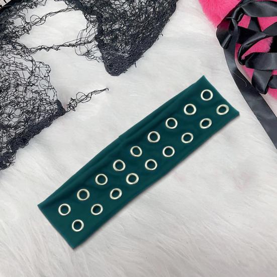 Headband Punk Style Rock Air-eye Decor Hair Band Elastic Fabric Eyelets Punk Headwrap Hair Accessory